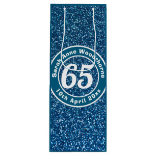 65th  Birthday with Name, Age, & Date Wine Wine Gift Bag