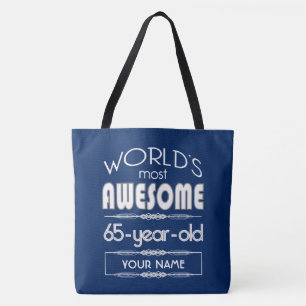 65th Birthday Worlds Best Fabulous Dark Blue Tote Bag