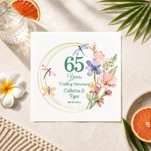 65th Blue Sapphire Wedding Anniversary Gold Frame Napkin