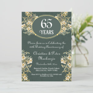 65th Blue Sapphire Wedding Anniversary Rich Floral Invitation
