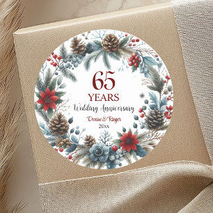 65th Blue Sapphire Wedding Anniversary Winter Classic Round Sticker
