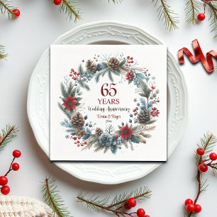 65th Blue Sapphire Wedding Anniversary Winter Napkin