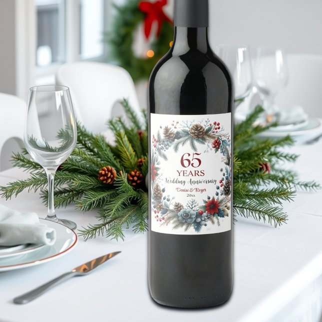 65th Blue Sapphire Wedding Anniversary Winter Wine Label (Creator Uploaded)