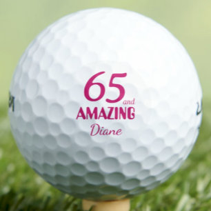 65th Gift for Coworker Pink Amazing Modern Golf Balls