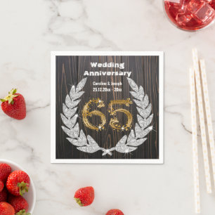65th Gold & Diamond Laurel Wedding Anniversary Nap Napkin