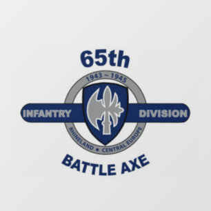 65th Infantry Division Battle Axe, static on front Window Cling