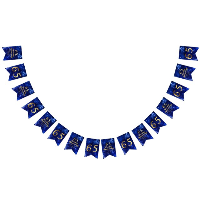 65th Sapphire Wedding Anniversary Gold Typography Bunting (All)