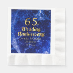 65th Sapphire Wedding Anniversary Gold Typography Napkin