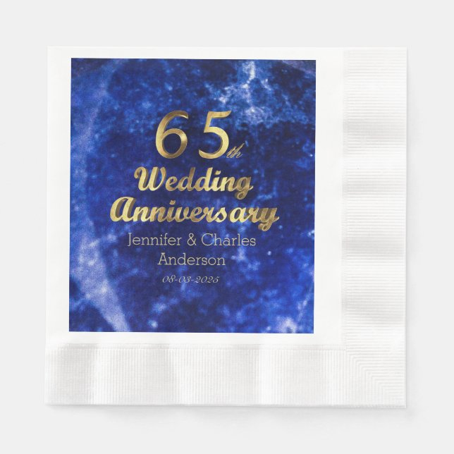 65th Sapphire Wedding Anniversary Gold Typography Napkin (Front)