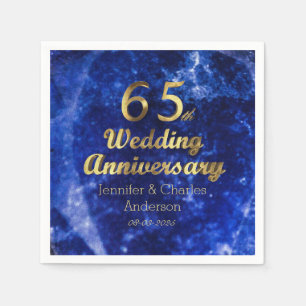 65th Sapphire Wedding Anniversary Gold Typography Napkin