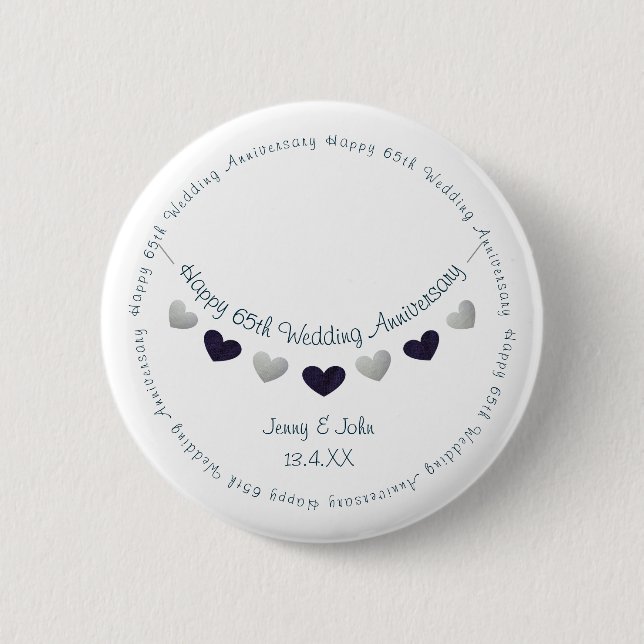 65th sapphire wedding anniversary husband wife 6 cm round badge (Front)
