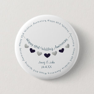 65th sapphire wedding anniversary husband wife 6 cm round badge