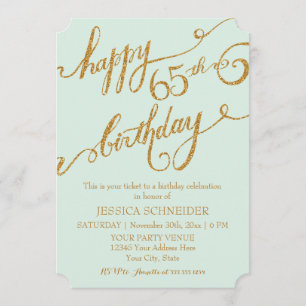 65th, Sixtyfifth Birthday Party Ticket Celebration Invitation