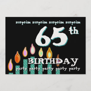 65th SURPRISE Birthday Teal Candles Invitation