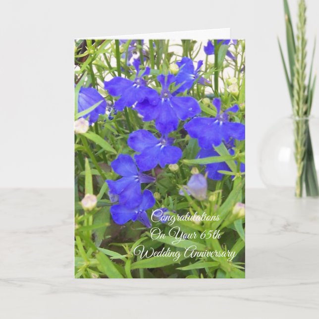 65th Wedding Anniversary Blue Lobelia Card (Front)
