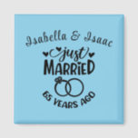 65th Wedding Anniversary Custom Names Sky Blue Magnet<br><div class="desc">Commemorate your sixty-fifth wedding anniversary with this sky blue background,  custom magnet. Personalise the names in black text to your own or the couple celebrating this milestone. Great idea for a party favour too!</div>