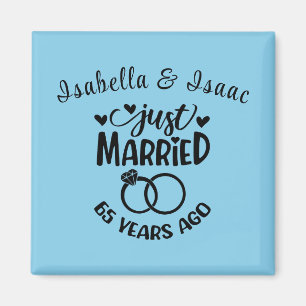 65th Wedding Anniversary Custom Names Sky Blue Magnet