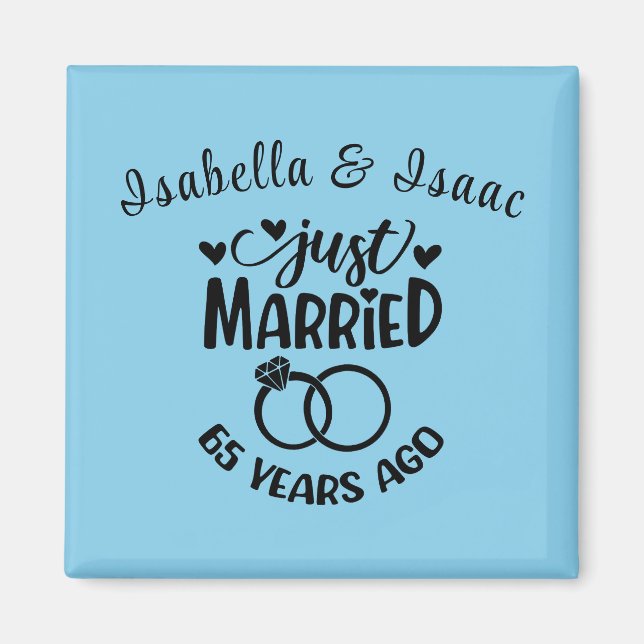 65th Wedding Anniversary Custom Names Sky Blue Magnet (Front)