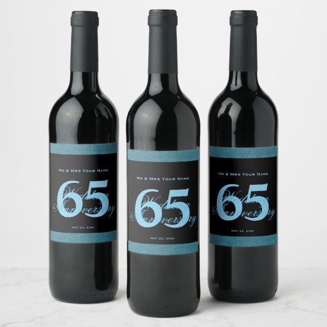 65th Wedding Anniversary Custom Wine Label (Bottles)