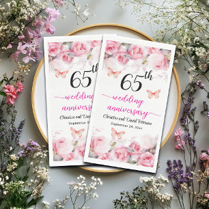 65th Wedding Anniversary Elegant Blush Roses Napkin