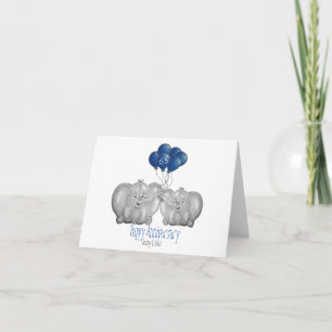 65th wedding anniversary elephant husband & wife card