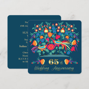 65th Wedding Anniversary Folk Art Invitation