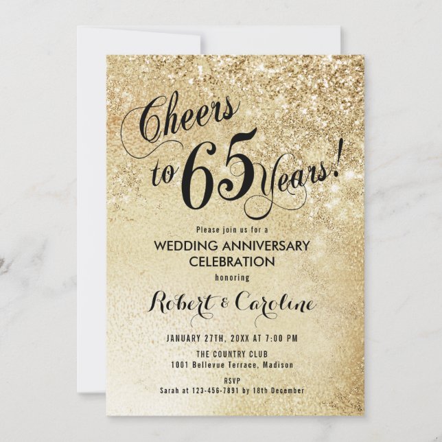 65th Wedding Anniversary Gold Invitation (Front)