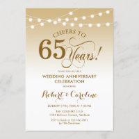 65th Wedding Anniversary - Gold White