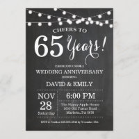 65th Wedding Anniversary Invitation Chalkboard