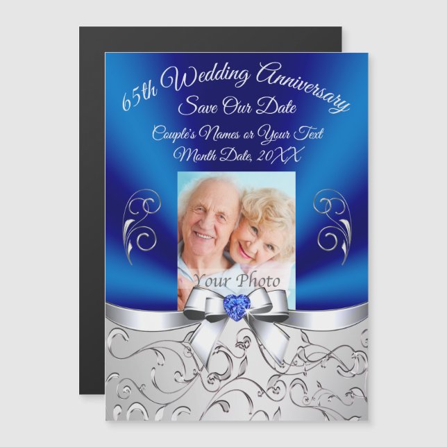 65th Wedding Anniversary Magnetic Save the Dates Magnetic Invitation (Front/Back)