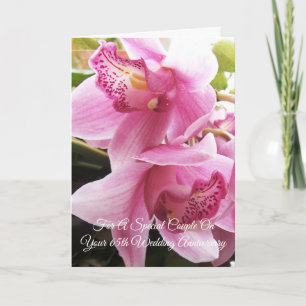 65th Wedding Anniversary Mum & Dad Pink Orchids Card