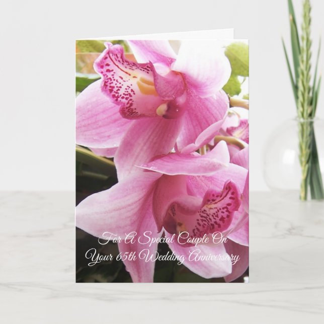 65th Wedding Anniversary Mum & Dad Pink Orchids Card (Front)