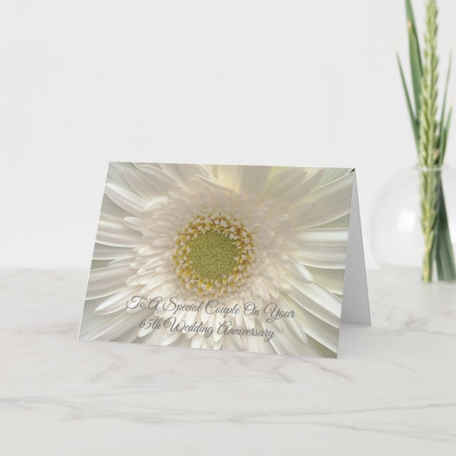 65th Wedding Anniversary Mum & Dad White Gerbera Card (Front)