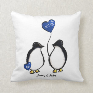 65th wedding anniversary penguin gift cushion