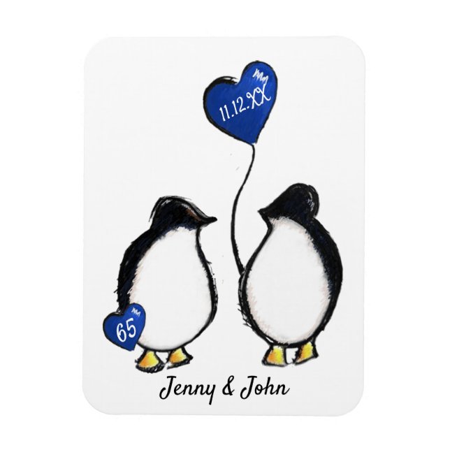 65th wedding anniversary penguin gift magnet (Vertical)