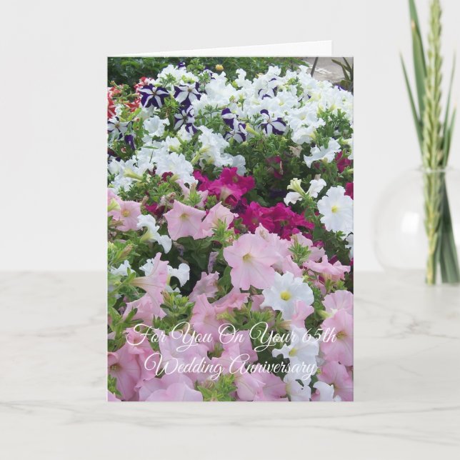 65th Wedding Anniversary Petunias Card (Front)