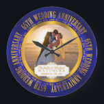 65th Wedding Anniversary Photo Keepsake Large Clock<br><div class="desc">The Sixty-Fifth Wedding Anniversary is a milestone in any relationship that deserves to be celebrated and what better way than with a keepsake, featuring the words "65th Wedding Anniversary" in the round and space in centre for you to personalise with your photo, names and wedding and anniversary dates. Created by...</div>