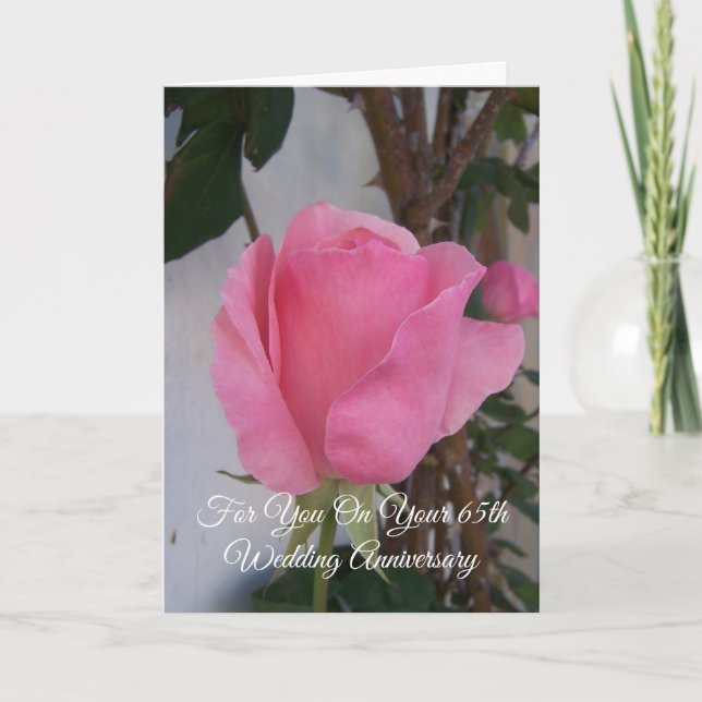 65th Wedding Anniversary Pink Rose Card (Front)