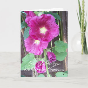65th Wedding Anniversary Purple Hollyhocks Card