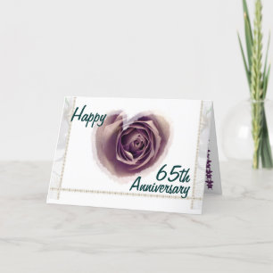 65th Wedding Anniversary - Purple Rose Heart Card