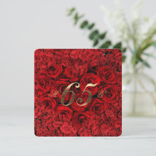 65th Wedding Anniversary Red Roses Heart Elegant I Invitation