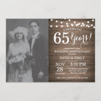 65th Wedding Anniversary Rustic Wood