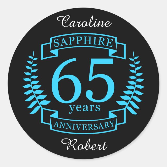 65th Wedding ANNIVERSARY SAPPHIRE Classic Round Sticker (Front)