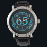65th Wedding ANNIVERSARY SAPPHIRE Watch<br><div class="desc">A design to celebrate your SIXTY FIFTH year of marriage. SAPPHIRE is the traditional gift for this occasion. The text reads SAPPHIRE 65 year anniversary. A romantic design to celebrate your 65th year of marriage. If you would like any help customising this design please contact me, there is an ask...</div>