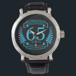 65th Wedding ANNIVERSARY SAPPHIRE Watch<br><div class="desc">A design to celebrate your SIXTY FIFTH year of marriage. SAPPHIRE is the traditional gift for this occasion. The text reads SAPPHIRE 65 year anniversary. A romantic design to celebrate your 65th year of marriage. If you would like any help customising this design please contact me, there is an ask...</div>