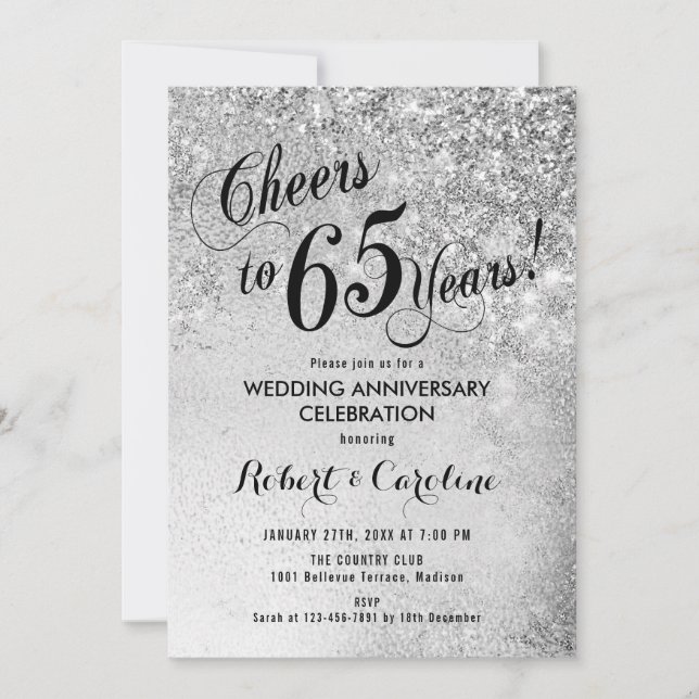 65th Wedding Anniversary Silver Invitation (Front)