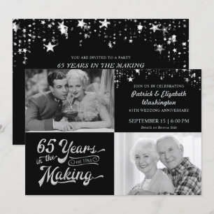 65th Wedding Anniversary Then & Now Photos Stars Invitation