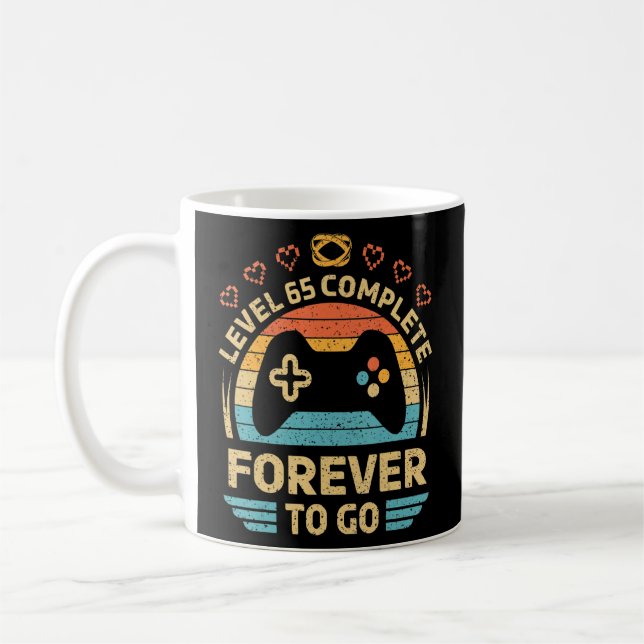 65th Wedding Anniversary Video Gamer Level 65 Comp Coffee Mug (Left)