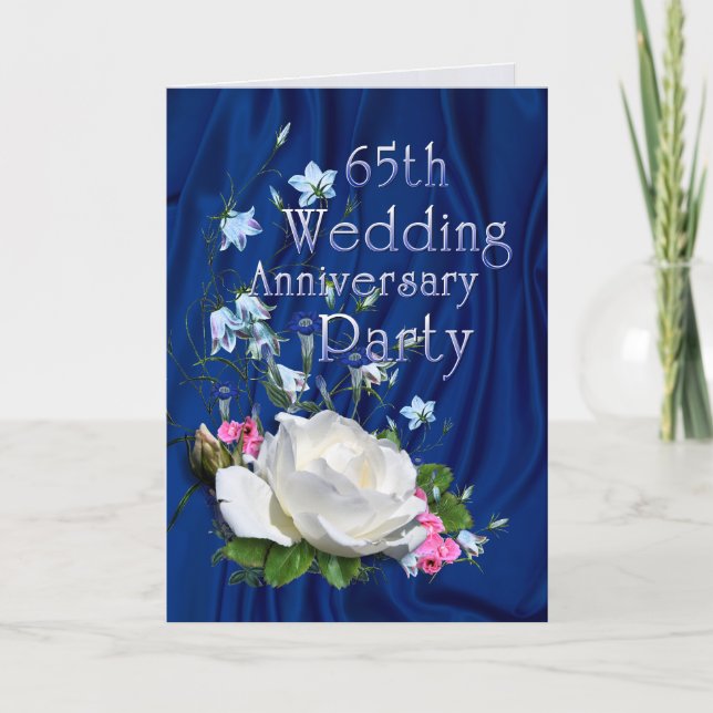 65th Wedding Anniversary White Roses Invitation (Front)