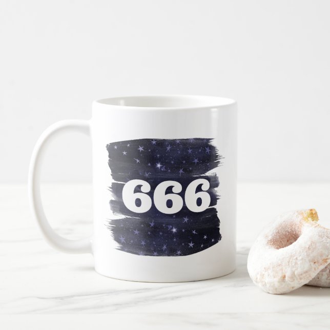 666 Angel Number Stars Higher Self Alignment Coffee Mug (With Donut)